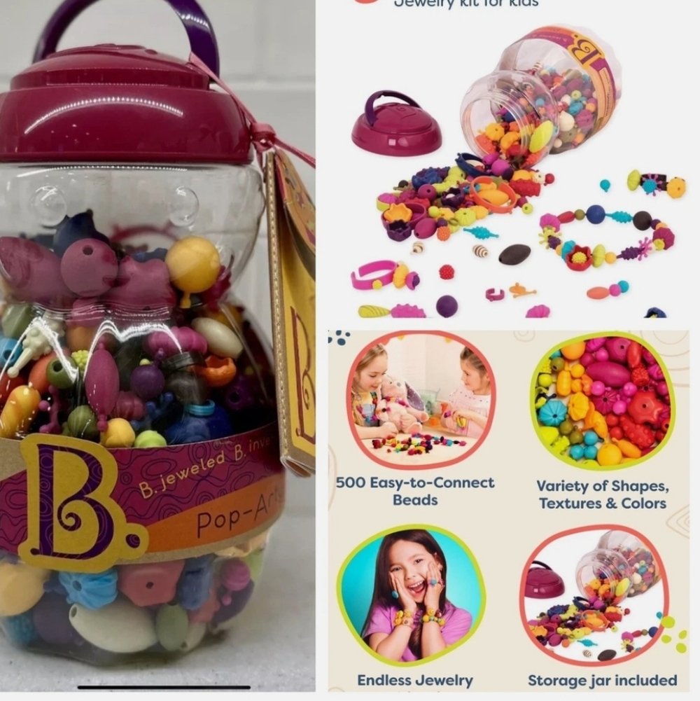 B.Pop-Arty Bead Kit 425 Pieces Colorful Beads Jewelry Making Great Kid Y2K Retro